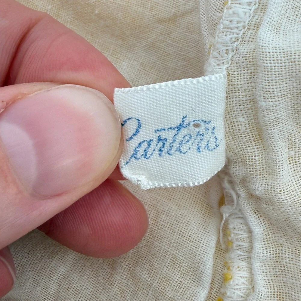 Vtg‎ Carters Yellow Striped Teepee Embroidered Sleeveless Romper 18 Months 1.5YR